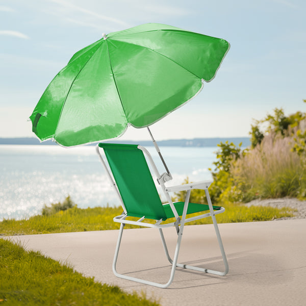 Folding Beach Chair With Umbrella For Adults. Lightweight Porable Camping Chair With 265lbs Capacity For Travel Picnic Concert & Outdoor Activities. Green