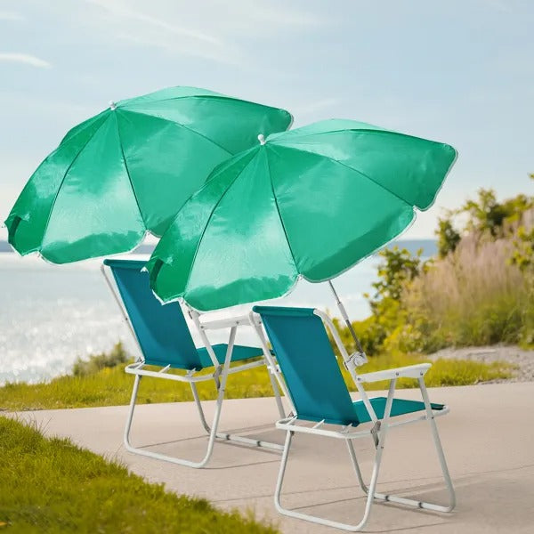 Folding Beach Chair With Umbrella For Adults. Lightweight Porable Camping Chair With 265lbs Capacity For Travel Picnic Concert & Outdoor Activities. Mint Green