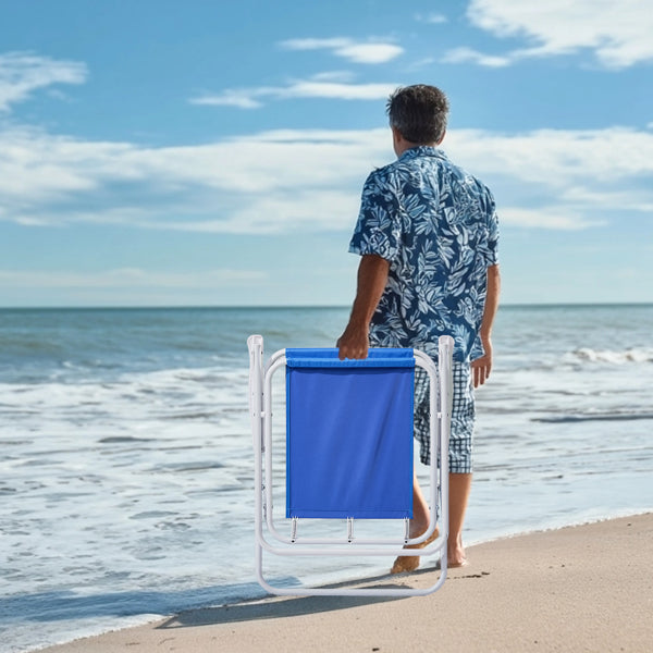 Folding Beach Chair With Umbrella For Adults. Lightweight Porable Camping Chair With 265lbs Capacity For Travel Picnic Concert & Outdoor Activities. Blue