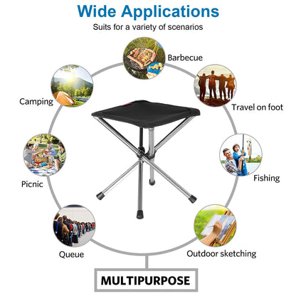 1Pc Foldable Camping Stool Retractable Portable Folding Chair Easy Setup Lightweight Backpacking Stool Carry Bag Fishing Camping Hiking Bbq