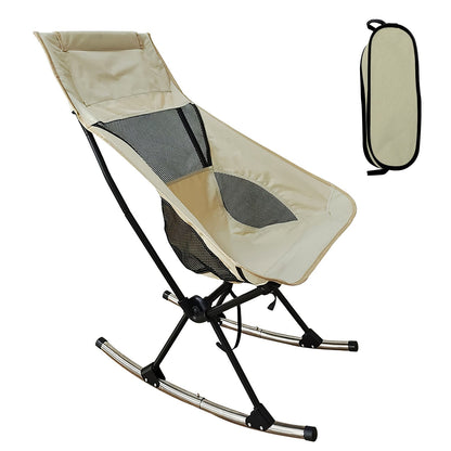 1Pc Portable Camping Rocking Chair 198LBS Weight Capacity Included Carry Bag High Back Rocker Chair For Patio Fishing Beach Lawn Travel