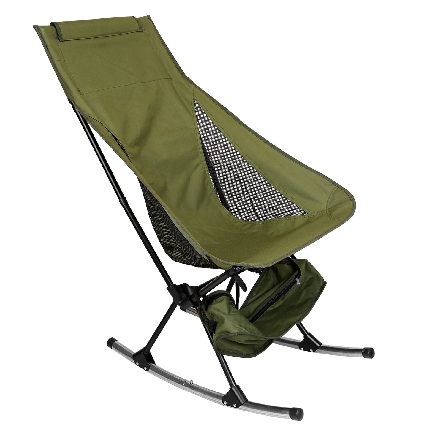 1Pc Portable Camping Rocking Chair 198LBS Weight Capacity Included Carry Bag High Back Rocker Chair For Patio Fishing Beach Lawn Travel