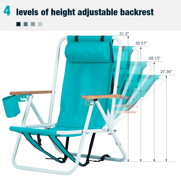 2pcs 23X21.7X31.5in Mint Green Beach Chair