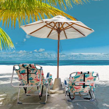 63x65x82cm. Flamingo Motif. Aluminum. Beach Chair. Oxford Cloth