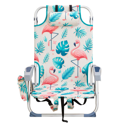 63x65x82cm. Flamingo Motif. Aluminum. Beach Chair. Oxford Cloth