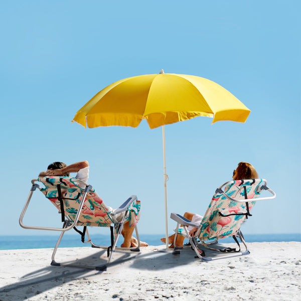 63x65x82cm. Flamingo Motif. Aluminum. Beach Chair. Oxford Cloth