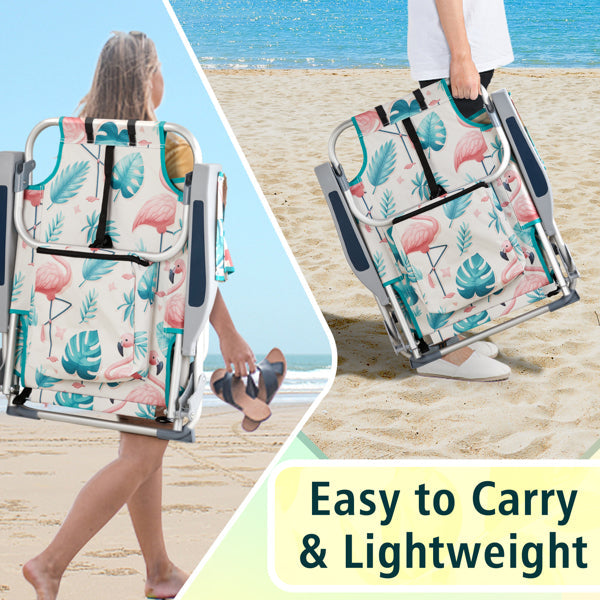 63x65x82cm. Flamingo Motif. Aluminum. Beach Chair. Oxford Cloth