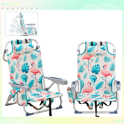 63x65x82cm. Flamingo Motif. Aluminum. Beach Chair. Oxford Cloth