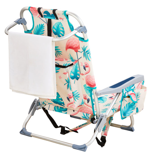 63x65x82cm. Flamingo Motif. Aluminum. Beach Chair. Oxford Cloth