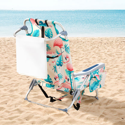 63x65x82cm. Flamingo Motif. Aluminum. Beach Chair. Oxford Cloth