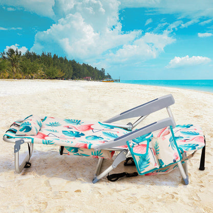 63x65x82cm. Flamingo Motif. Aluminum. Beach Chair. Oxford Cloth