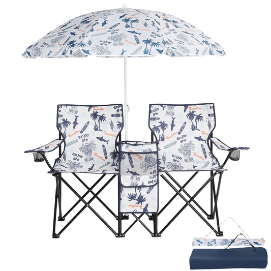 59x19.6x31in. Coconut Tree Pattern. Fishing Chair With Parasol. Camping Chairs