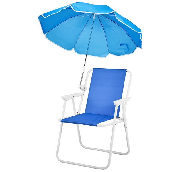 Folding Beach Chair With Umbrella For Adults. Lightweight Porable Camping Chair With 265lbs Capacity For Travel Picnic Concert & Outdoor Activities. Blue