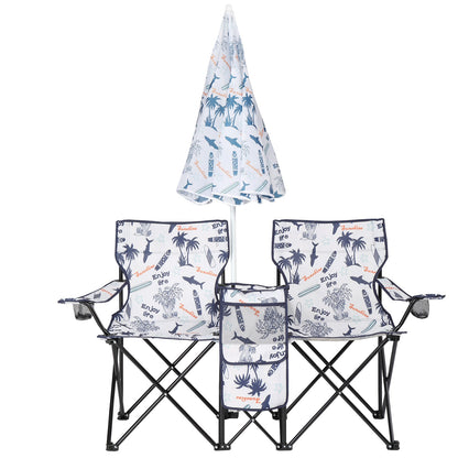 59x19.6x31in. Coconut Tree Pattern. Fishing Chair With Parasol. Camping Chairs