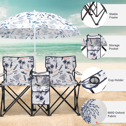 59x19.6x31in. Coconut Tree Pattern. Fishing Chair With Parasol. Camping Chairs