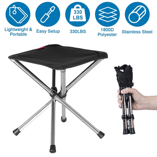 1Pc Foldable Camping Stool Retractable Portable Folding Chair Easy Setup Lightweight Backpacking Stool Carry Bag Fishing Camping Hiking Bbq