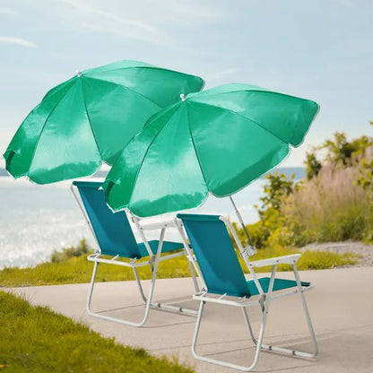 Folding Beach Chair With Umbrella For Adults. Lightweight Porable Camping Chair With 265lbs Capacity For Travel Picnic Concert & Outdoor Activities. Mint Green