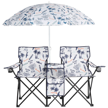 59x19.6x31in. Coconut Tree Pattern. Fishing Chair With Parasol. Camping Chairs