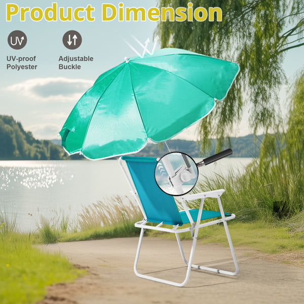 Folding Beach Chair With Umbrella For Adults. Lightweight Porable Camping Chair With 265lbs Capacity For Travel Picnic Concert & Outdoor Activities