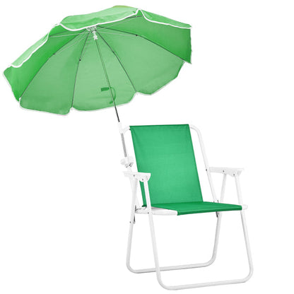 Folding Beach Chair With Umbrella For Adults. Lightweight Porable Camping Chair With 265lbs Capacity For Travel Picnic Concert & Outdoor Activities. Green