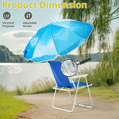 Folding Beach Chair With Umbrella For Adults. Lightweight Porable Camping Chair With 265lbs Capacity For Travel Picnic Concert & Outdoor Activities. Blue