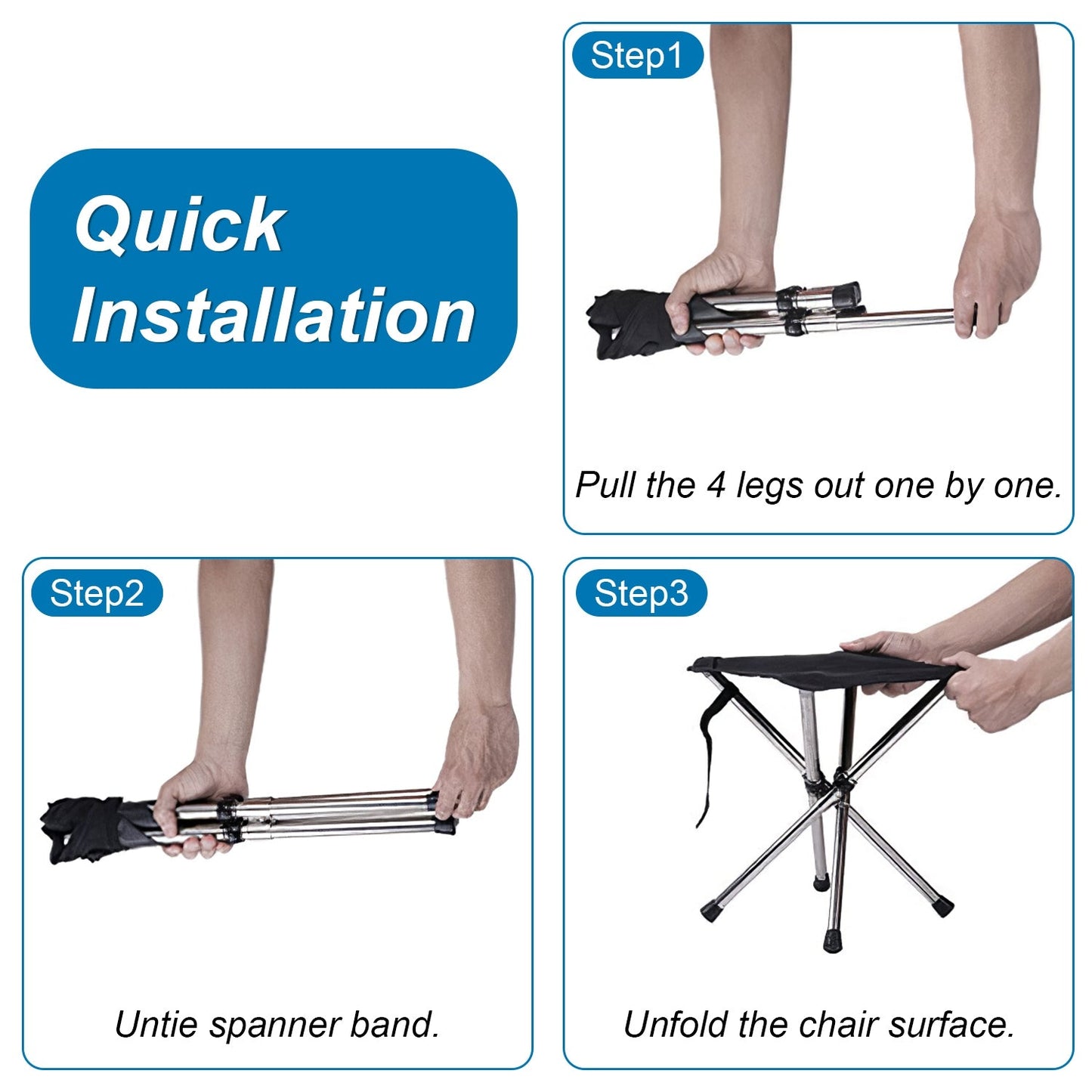 1Pc Foldable Camping Stool Retractable Portable Folding Chair Easy Setup Lightweight Backpacking Stool Carry Bag Fishing Camping Hiking Bbq