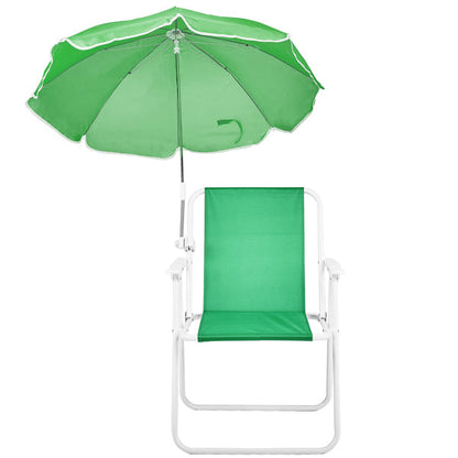 Folding Beach Chair With Umbrella For Adults. Lightweight Porable Camping Chair With 265lbs Capacity For Travel Picnic Concert & Outdoor Activities. Green