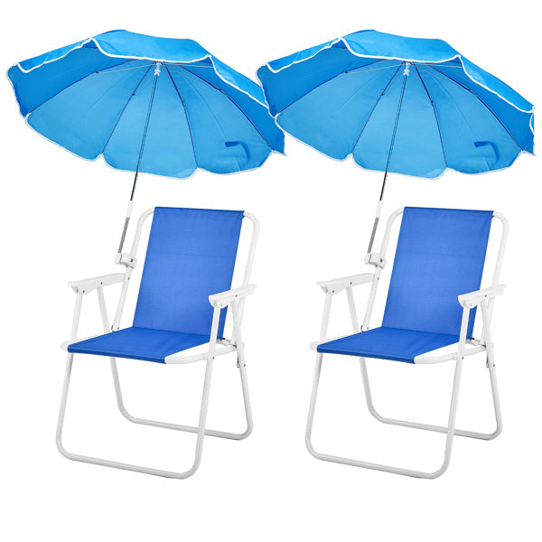 Folding Beach Chair With Umbrella For Adults. Lightweight Porable Camping Chair With 265lbs Capacity For Travel Picnic Concert & Outdoor Activities. Blue
