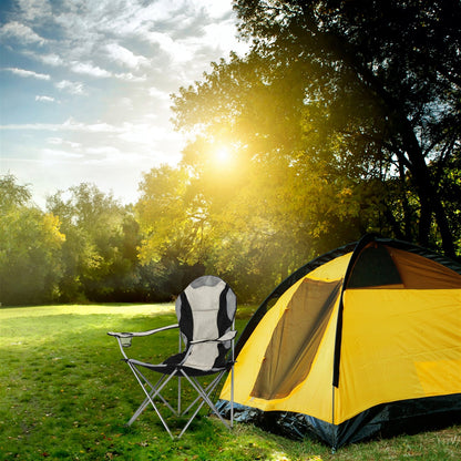 Camping Chair. Grey Iron Frame. Off-white
