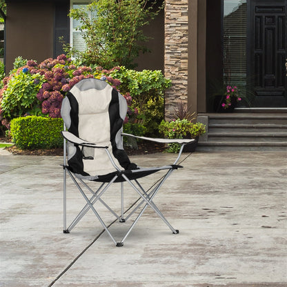 Camping Chair. Grey Iron Frame. Off-white