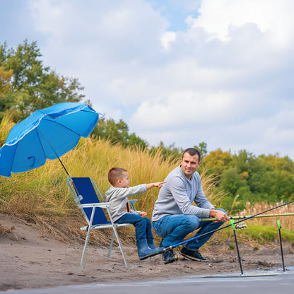 Folding Beach Chair With Umbrella For Adults. Lightweight Porable Camping Chair With 265lbs Capacity For Travel Picnic Concert & Outdoor Activities. Blue