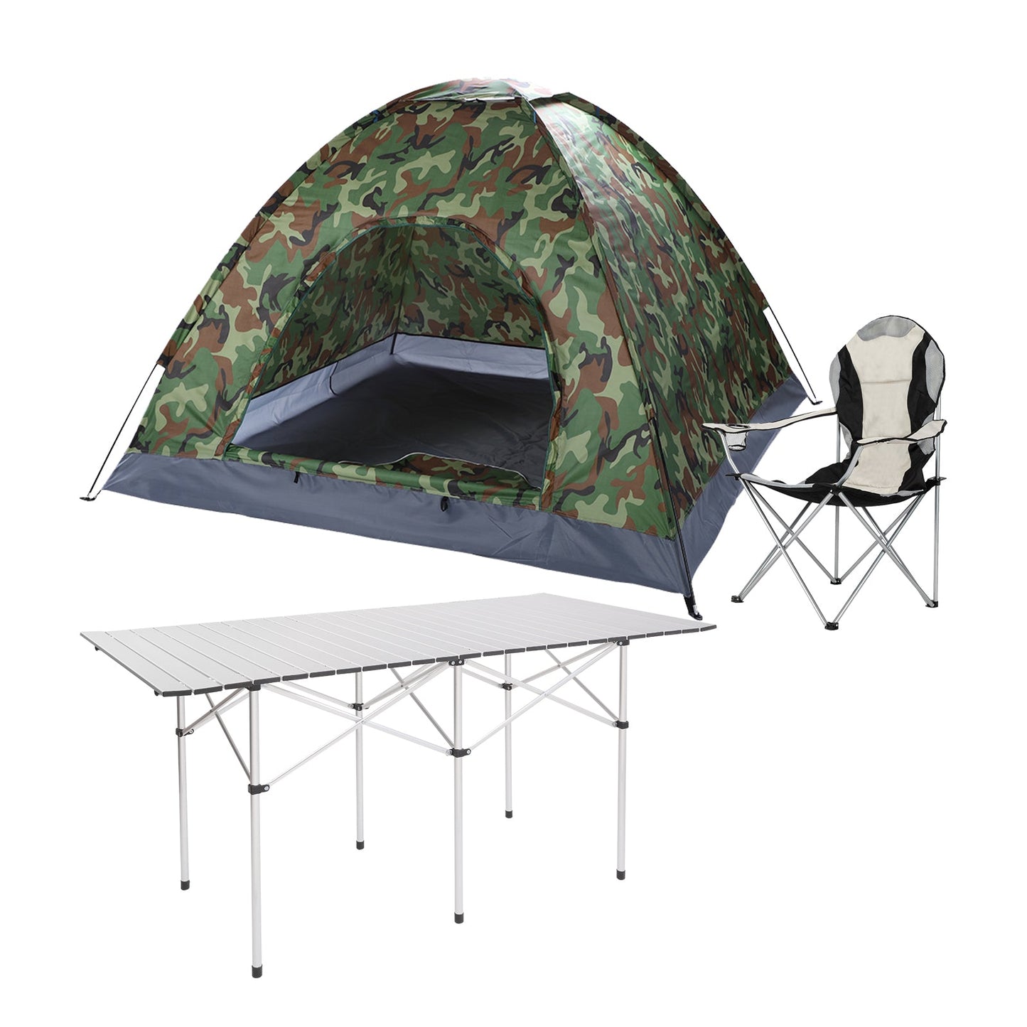 Camping Chair. Grey Iron Frame. Off-white