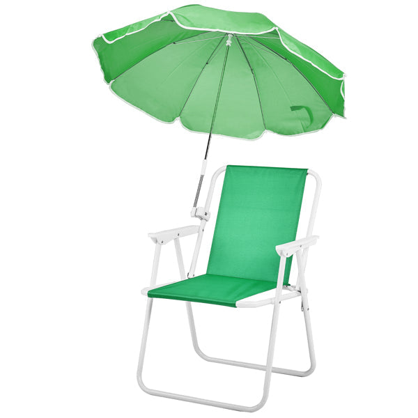 Folding Beach Chair With Umbrella For Adults. Lightweight Porable Camping Chair With 265lbs Capacity For Travel Picnic Concert & Outdoor Activities. Green