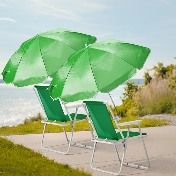 Folding Beach Chair With Umbrella For Adults. Lightweight Porable Camping Chair With 265lbs Capacity For Travel Picnic Concert & Outdoor Activities. Green
