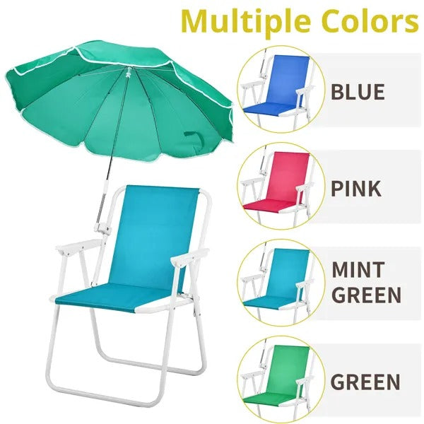 Folding Beach Chair With Umbrella For Adults. Lightweight Porable Camping Chair With 265lbs Capacity For Travel Picnic Concert & Outdoor Activities. Mint Green