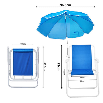 Folding Beach Chair With Umbrella For Adults. Lightweight Porable Camping Chair With 265lbs Capacity For Travel Picnic Concert & Outdoor Activities. Blue