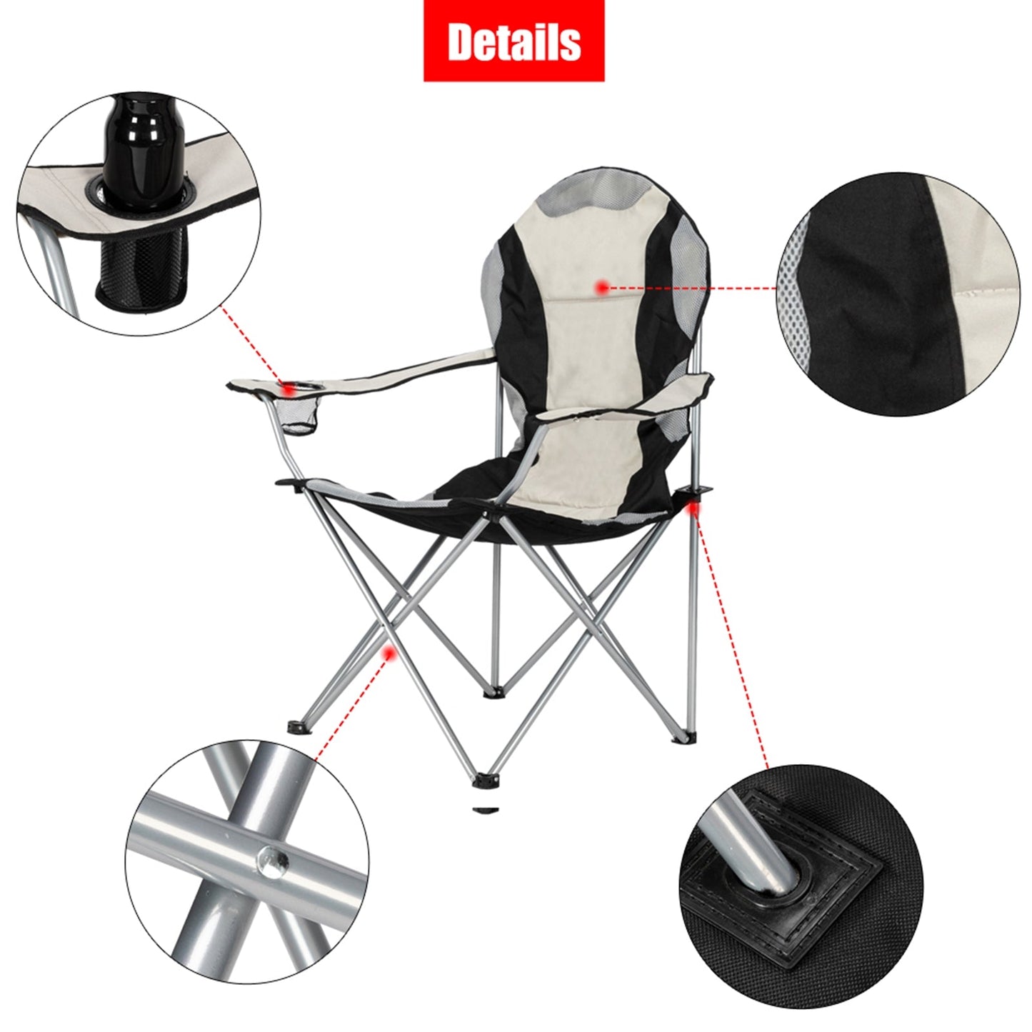 Camping Chair. Grey Iron Frame. Off-white